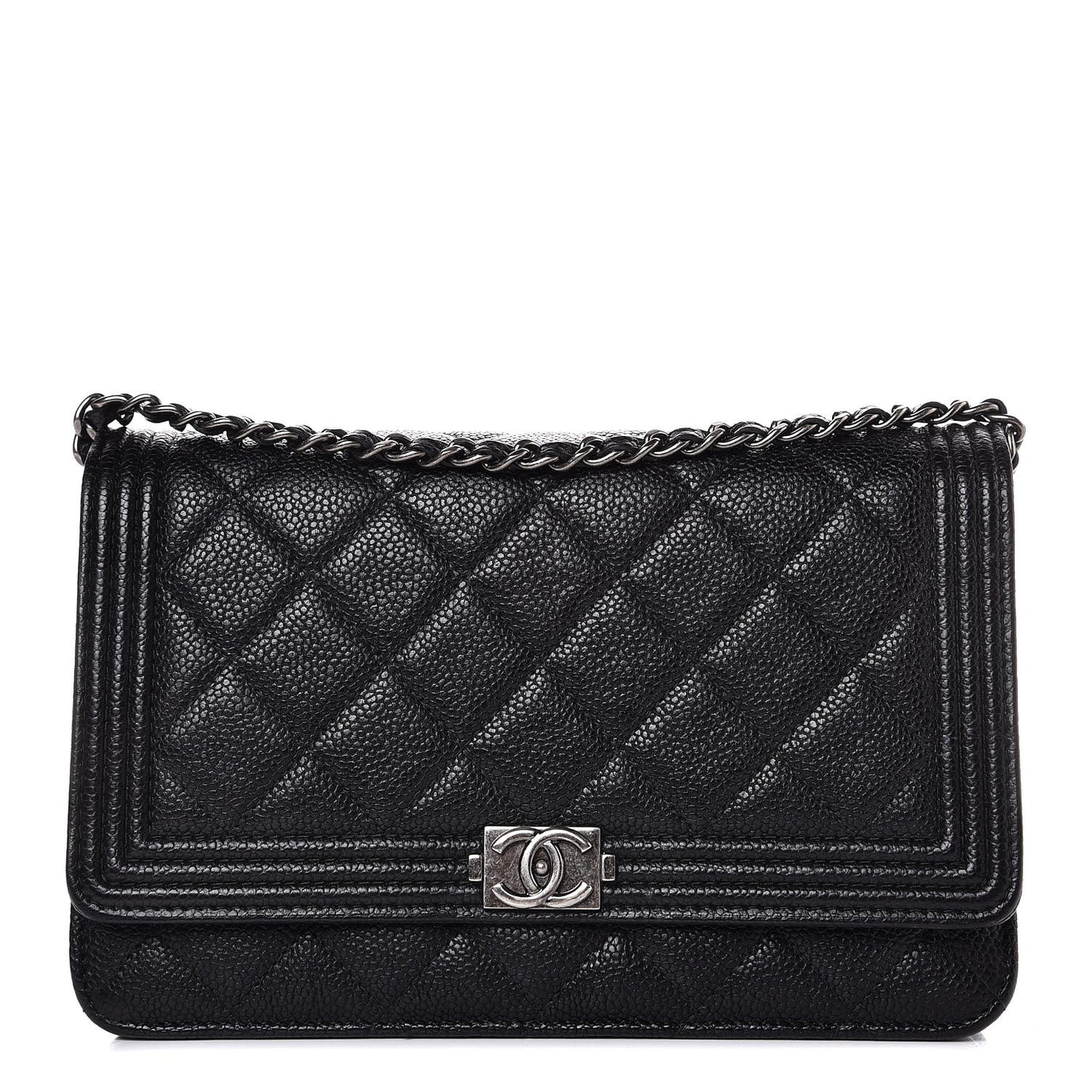 Caviar Quilted Boy Wallet On Chain WOC Black