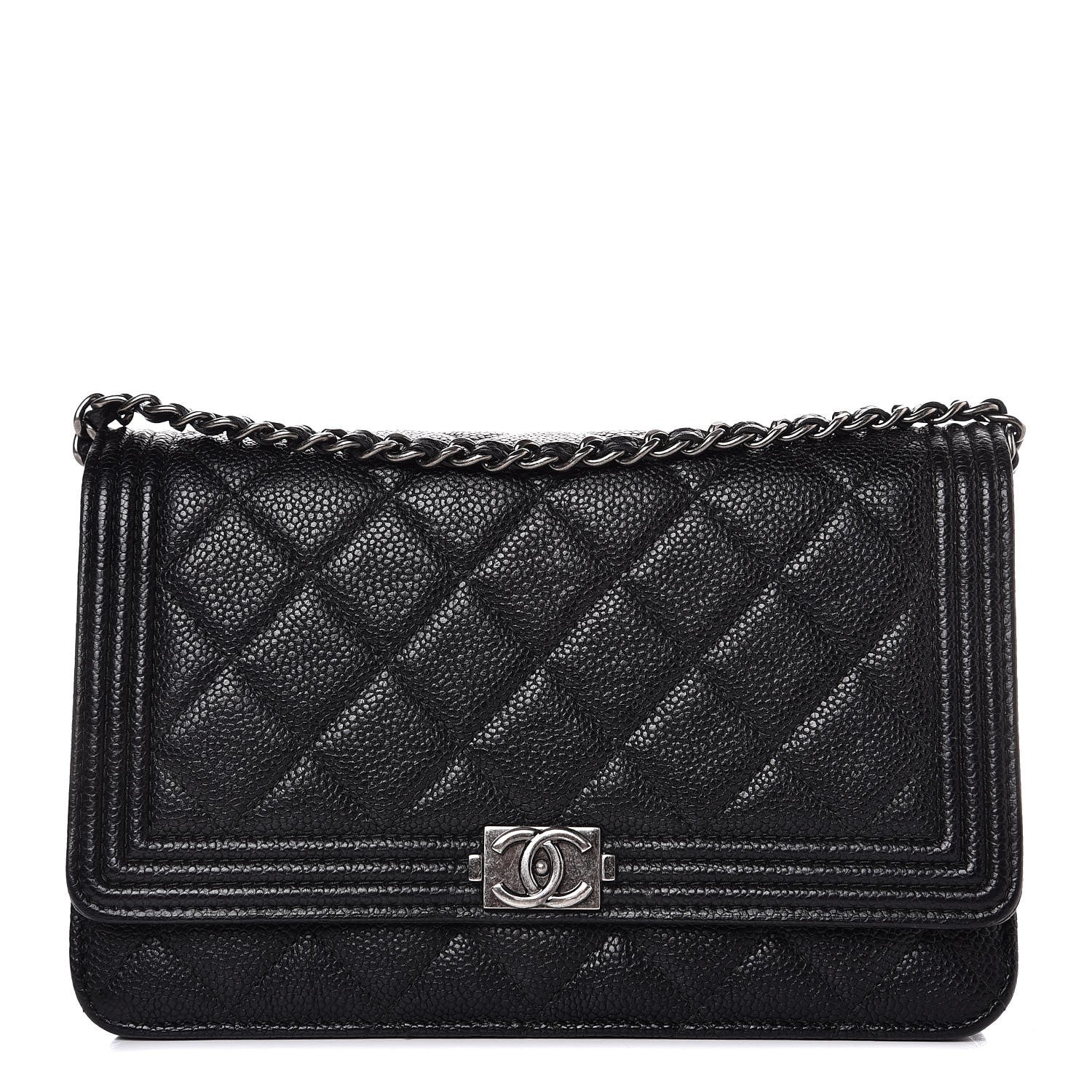 Chanel Caviar Quilted Boy Wallet On Chain WOC Black 1 of 9
