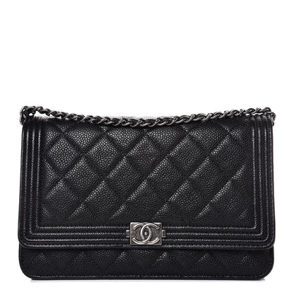 Chanel Caviar Quilted Boy Wallet On Chain WOC Black 1 of 9