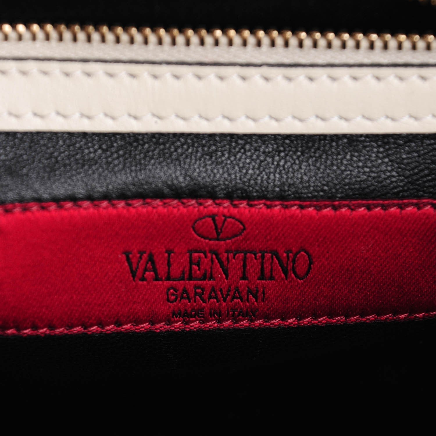 Valentino Garavani Vitello Small Glam Lock Rockstud Flap Black Light Ivory 6 of 8