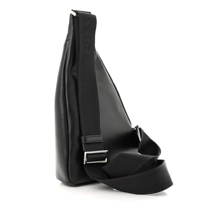 Prada Softy Calfskin Triangle Cross Bag Black 3 of 10