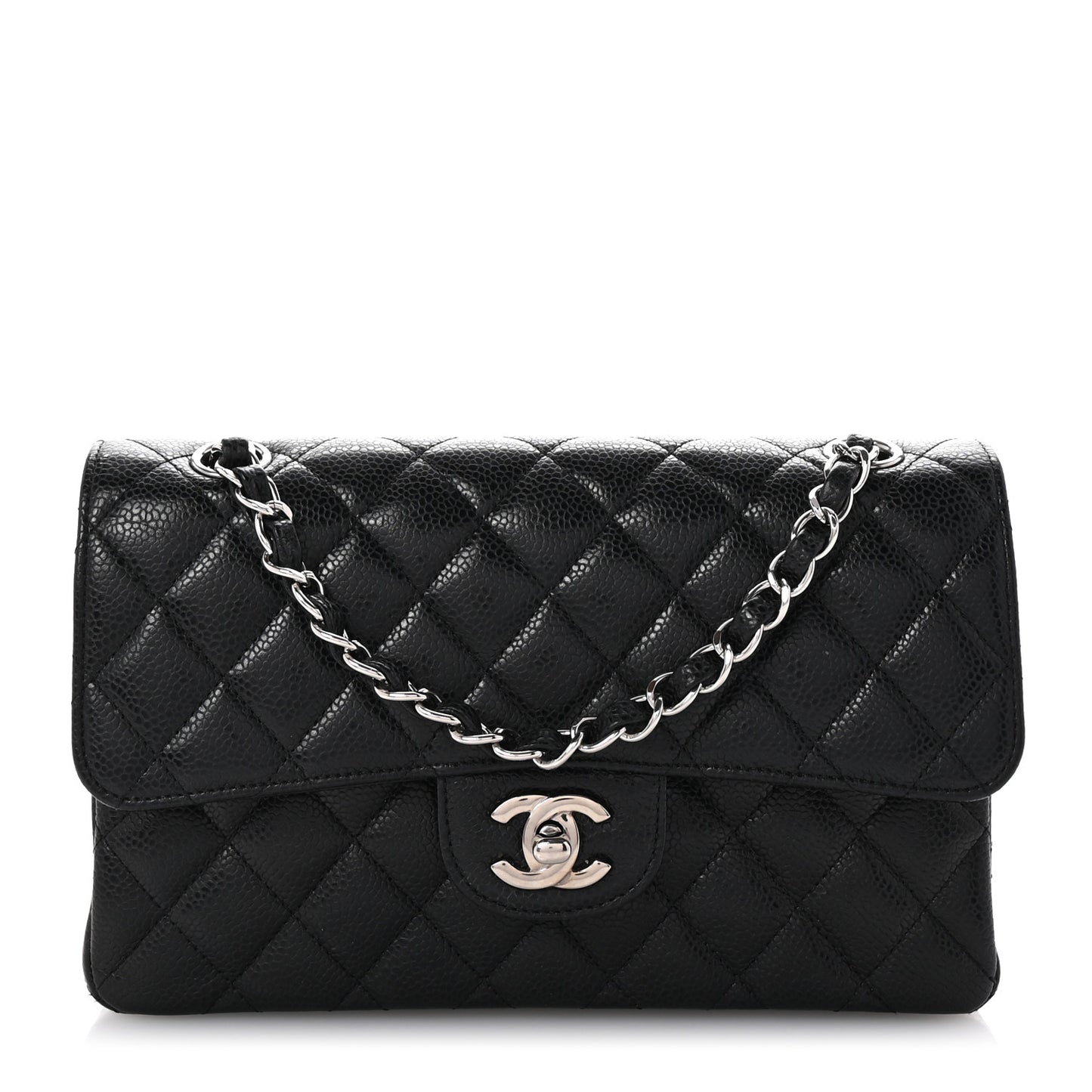 Caviar Quilted Small Double Flap Black