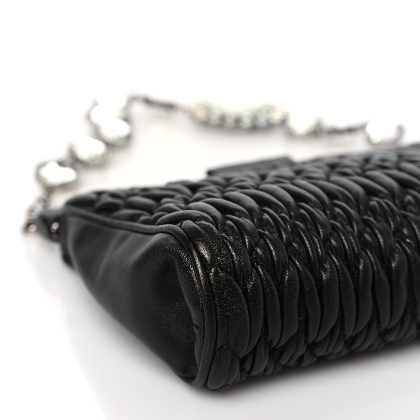 Nappa Matelasse Crystal Shoulder Bag Black