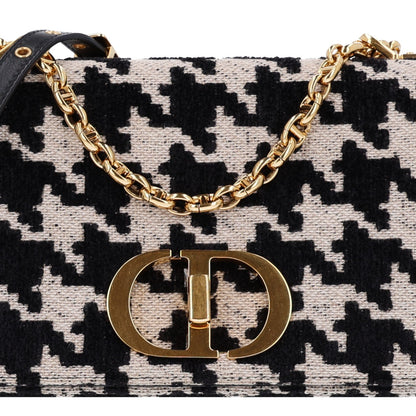 Christian Dior Technical Canvas Macro Houndstooth Medium Caro Bag Black White 7 of 9