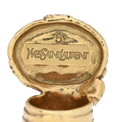 Saint Laurent Glass Cabochon Arty Ovale Ring 5 Gold Coral 3 of 3