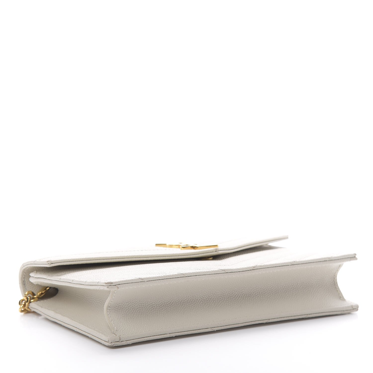 Saint Laurent Grain De Poudre Matelasse Chevron Monogram Envelope Chain Crema Soft 4 of 17
