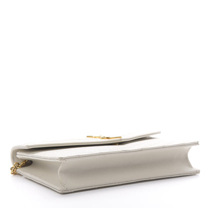 Saint Laurent Grain De Poudre Matelasse Chevron Monogram Envelope Chain Crema Soft 4 of 17