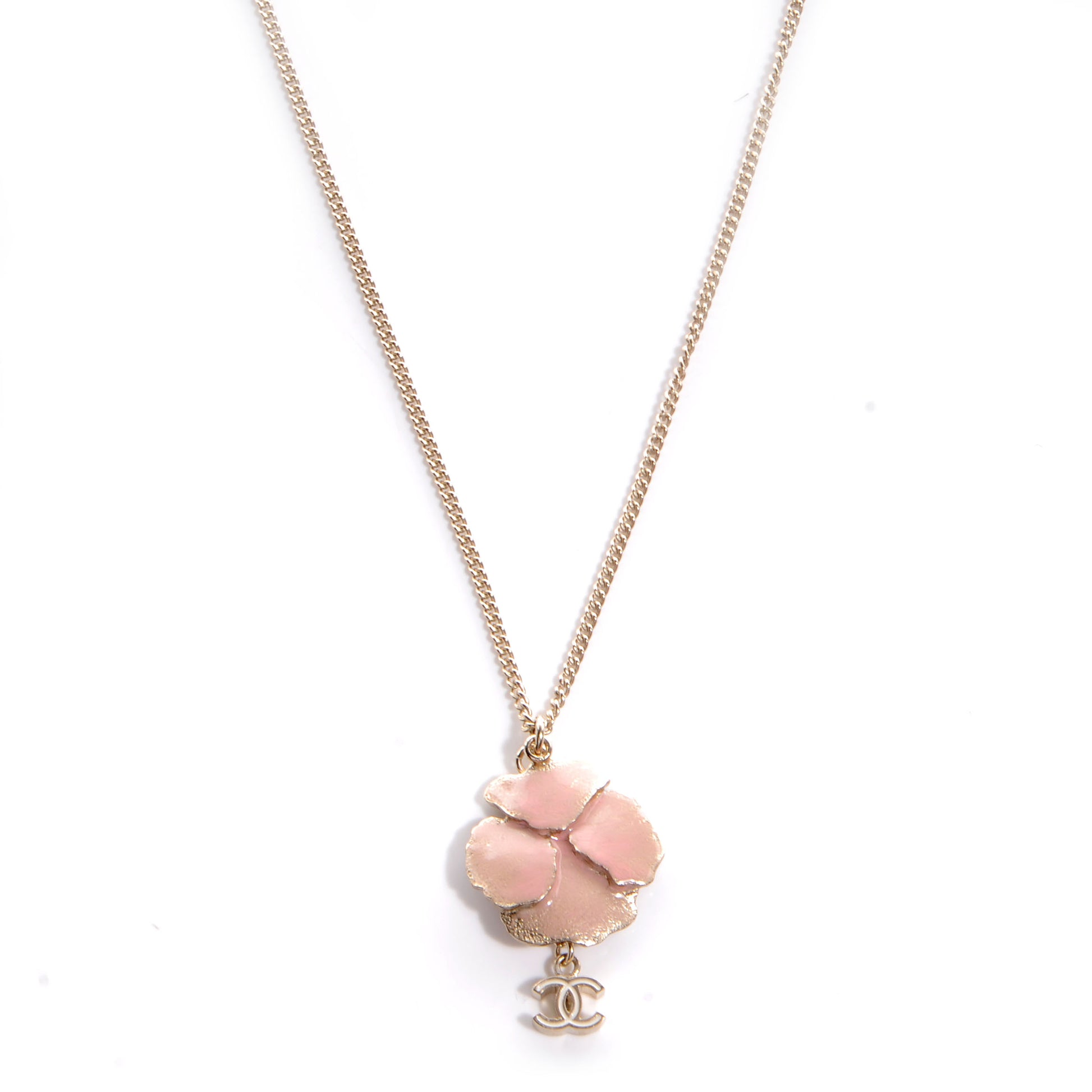 Chanel CC Camellia Flower Necklace Pink and Gold 1 of 6