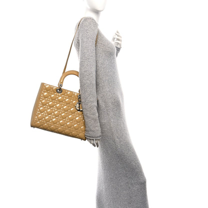 Christian Dior Patent Cannage Large Lady Dior Dark Beige 2 of 10