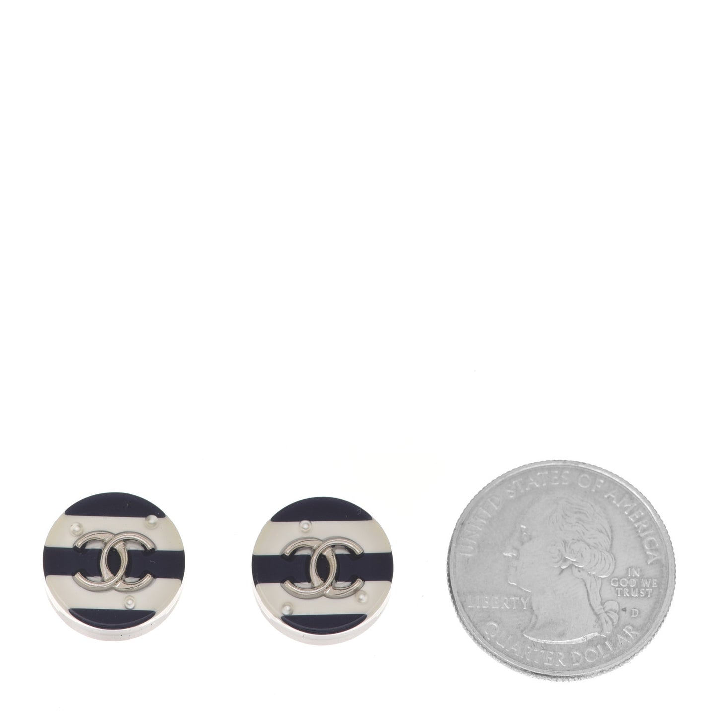 Resin Crystal Striped CC Earrings Black White