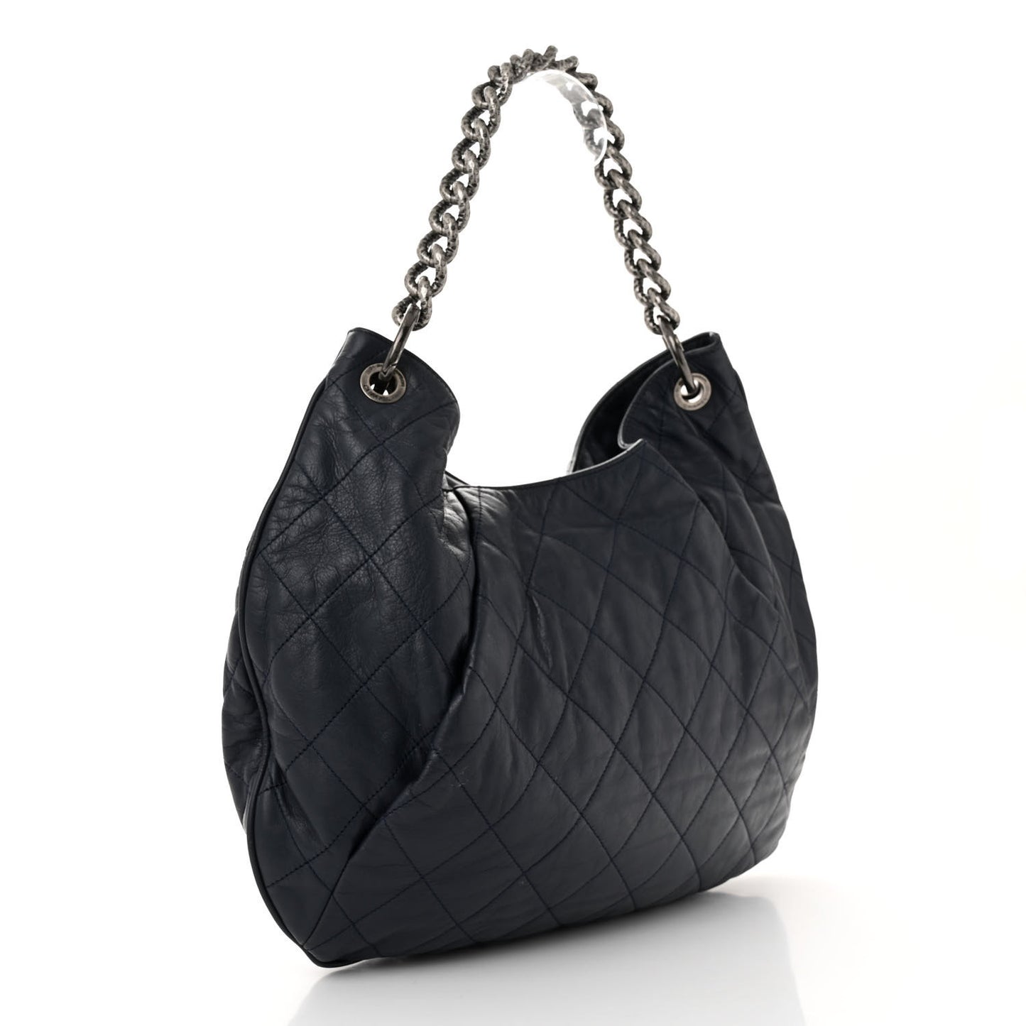 Calfskin Coco Pleats Hobo Dark Blue