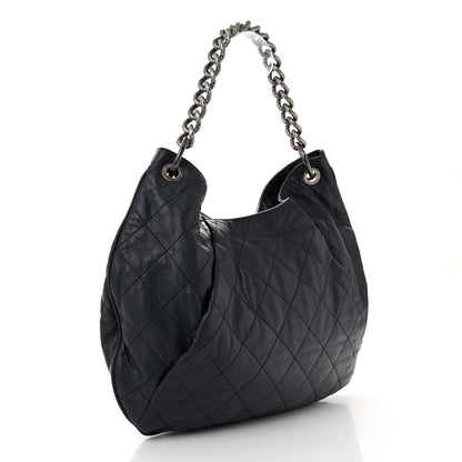 Chanel Calfskin Coco Pleats Hobo Dark Blue 3 of 12