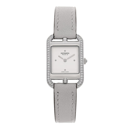 Hermes Stainless Steel Athena Diamond Bezel 21mm Cape Cod Quartz Watch Gris Perle 1 of 5