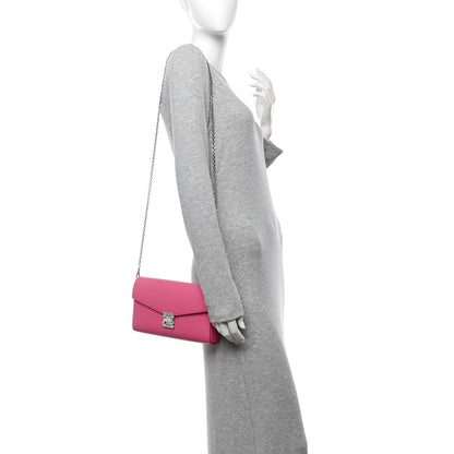 MCM Calfskin Large Patricia Wallet On Chain Pink 2 of 15
