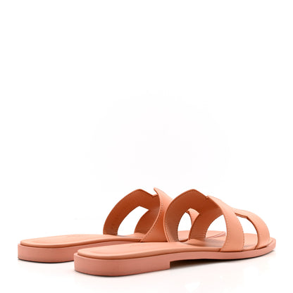 Hermes Box Calfskin Oran Sandals 37.5 Granit Rose 4 of 10