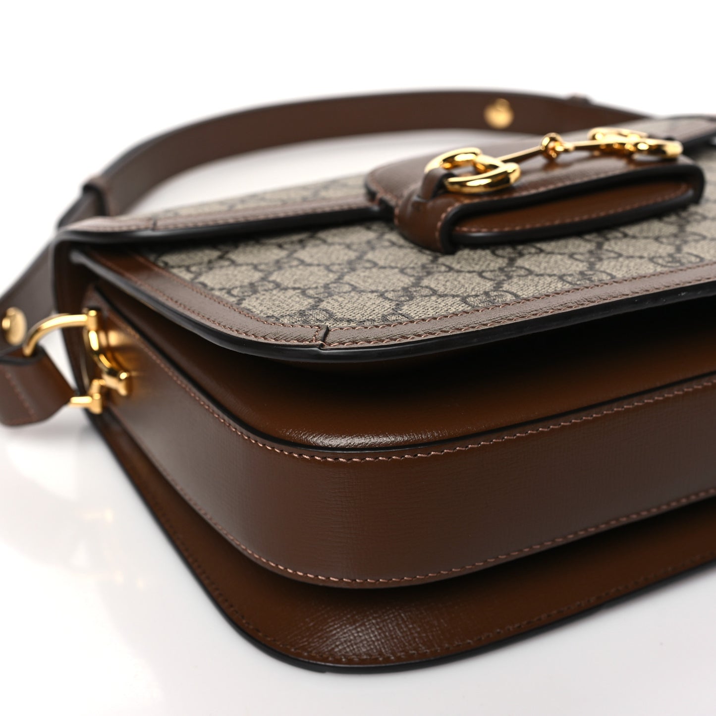 GG Supreme Monogram Horsebit 1955 Shoulder Bag Beige Brown Sugar