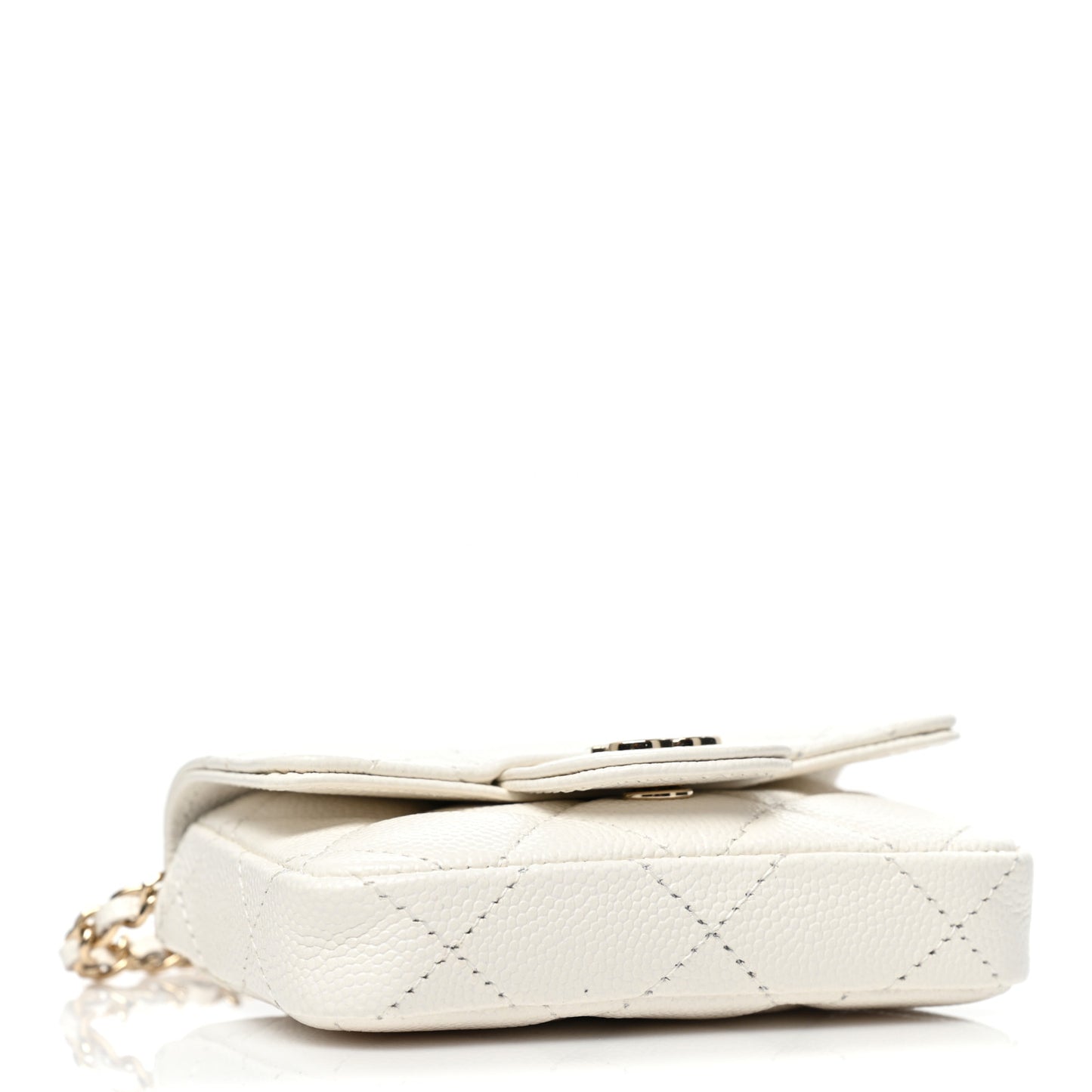 Caviar Quilted Mini Chain Belt Bag White