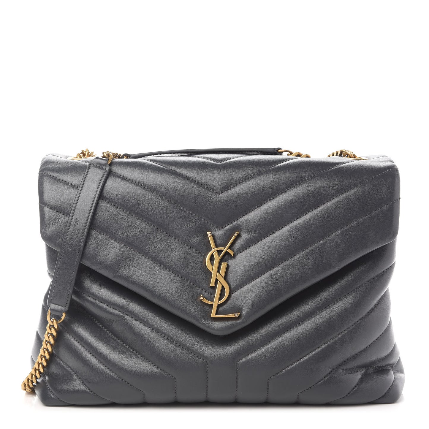 Calfskin Y Quilted Monogram Medium Loulou Chain Satchel Asphalt