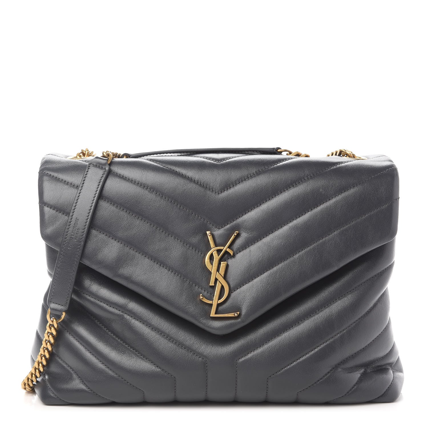 Saint Laurent Calfskin Y Quilted Monogram Medium Loulou Chain Satchel Asphalt 1 of 9