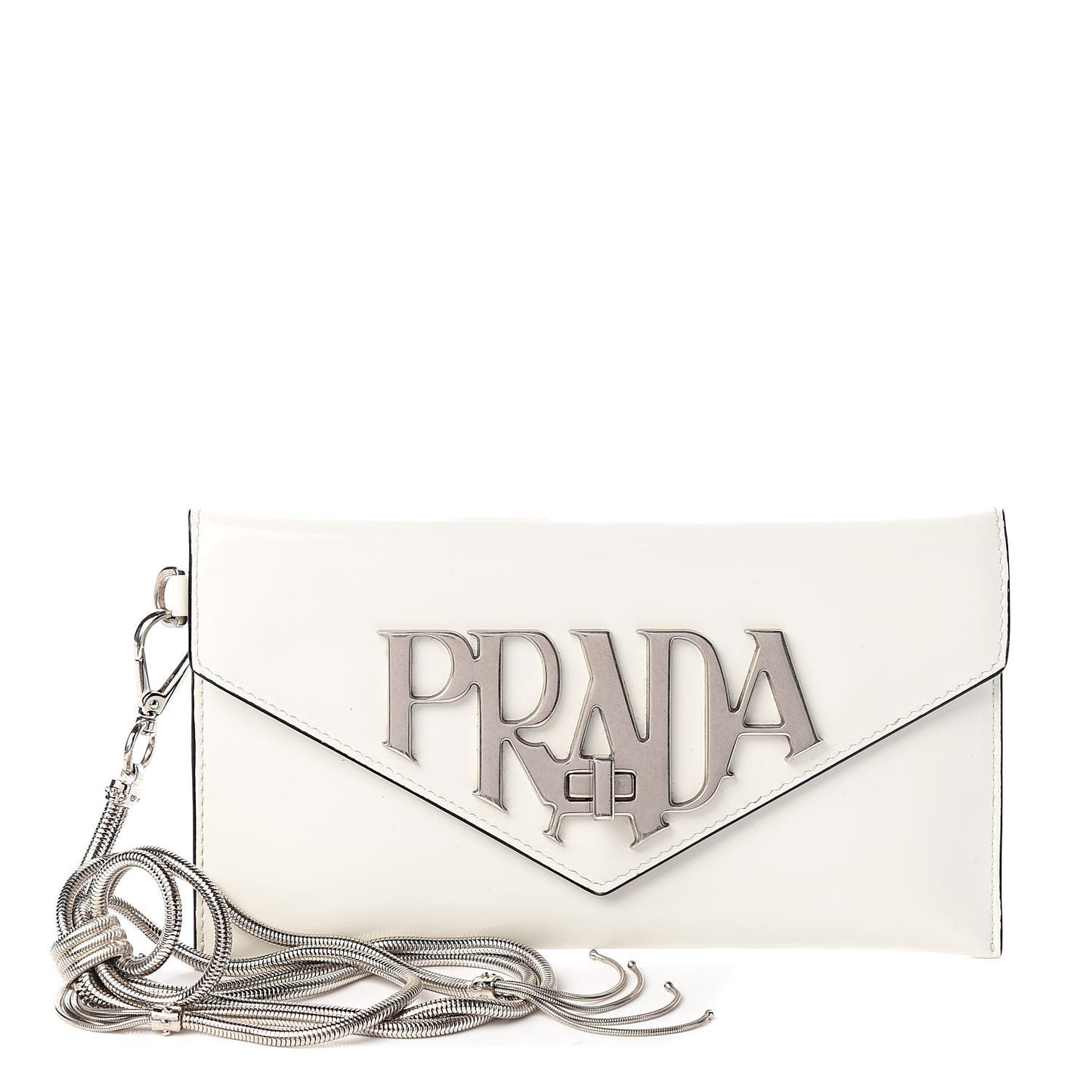 Spazzolato Logo Envelope Clutch White