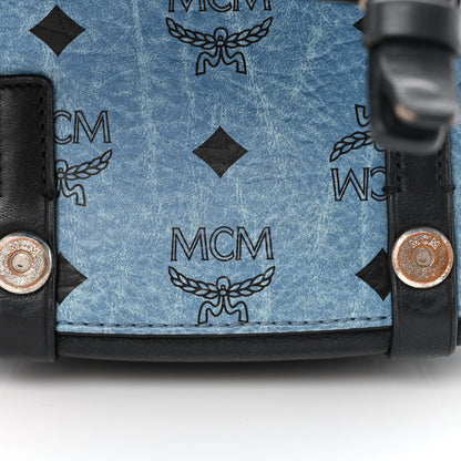 MCM Visetos Small Crossbody Flap Messenger Denim Blue 12 of 14