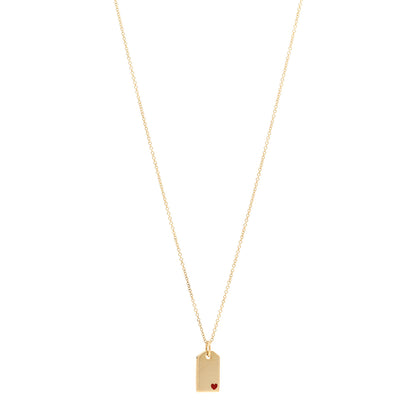 Tiffany 18K Yellow Gold Enamel Mini Tag Heart Pendant Necklace Red 1 of 4