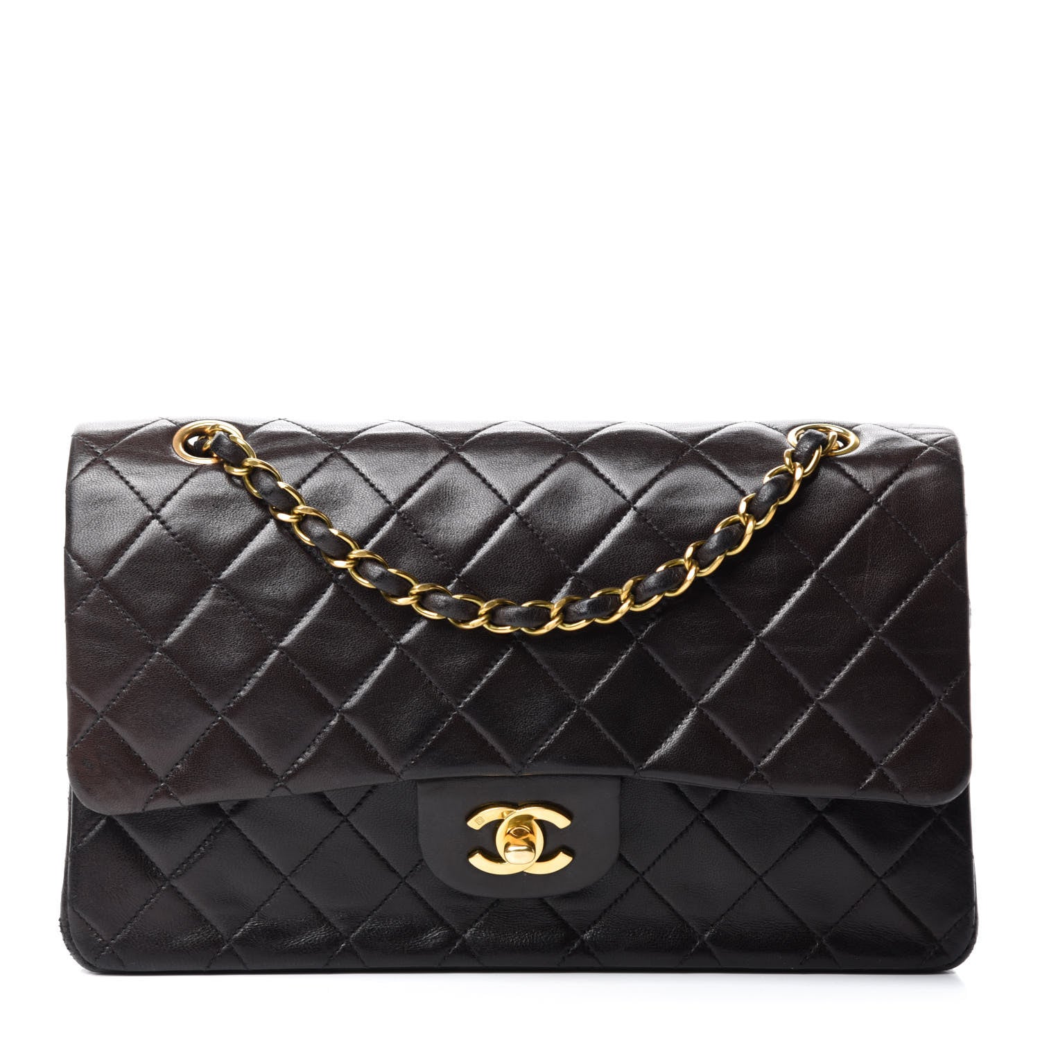 Chanel Lambskin Quilted Medium Double Flap Dark Brown 1 of 13