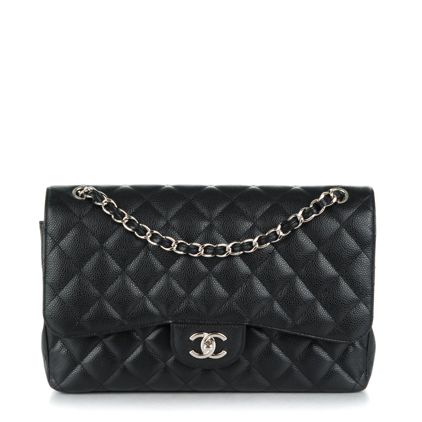 Caviar Quilted Jumbo Double Flap Black