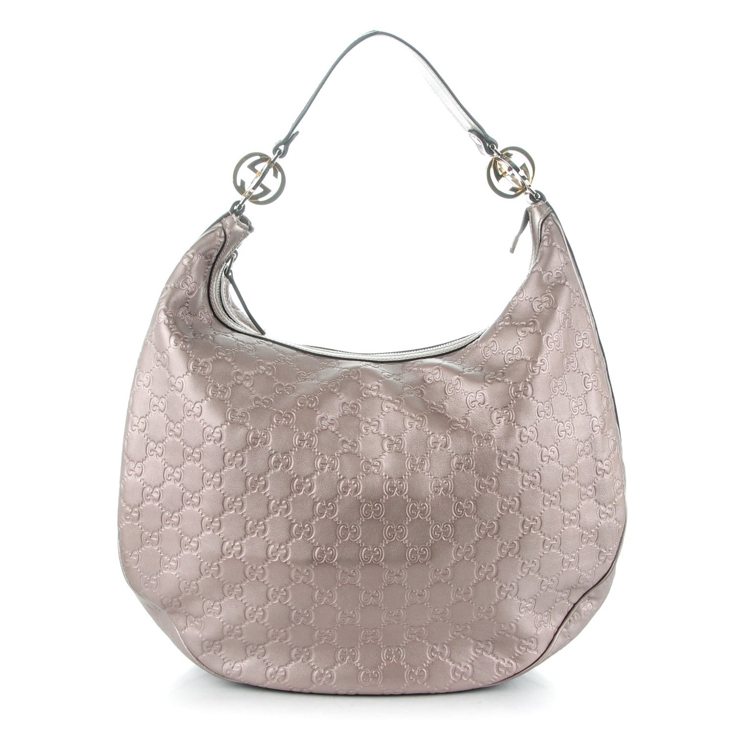 Metallic Guccissima Large GG Twins Hobo Mauve