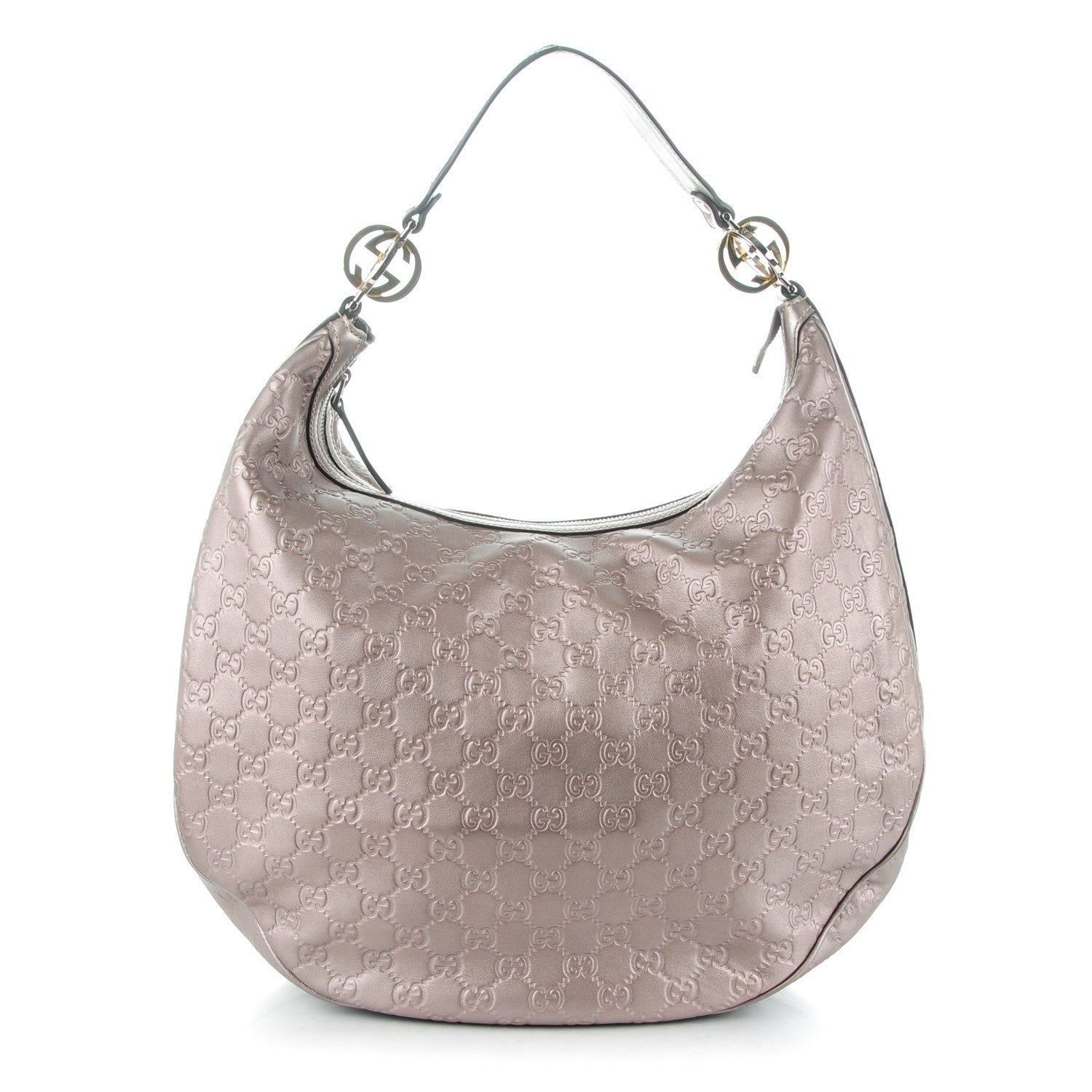 Gucci Metallic Guccissima Large GG Twins Hobo Mauve 1 of 7