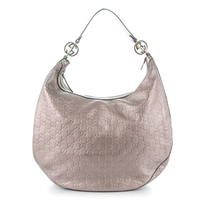 Gucci Metallic Guccissima Large GG Twins Hobo Mauve 1 of 7