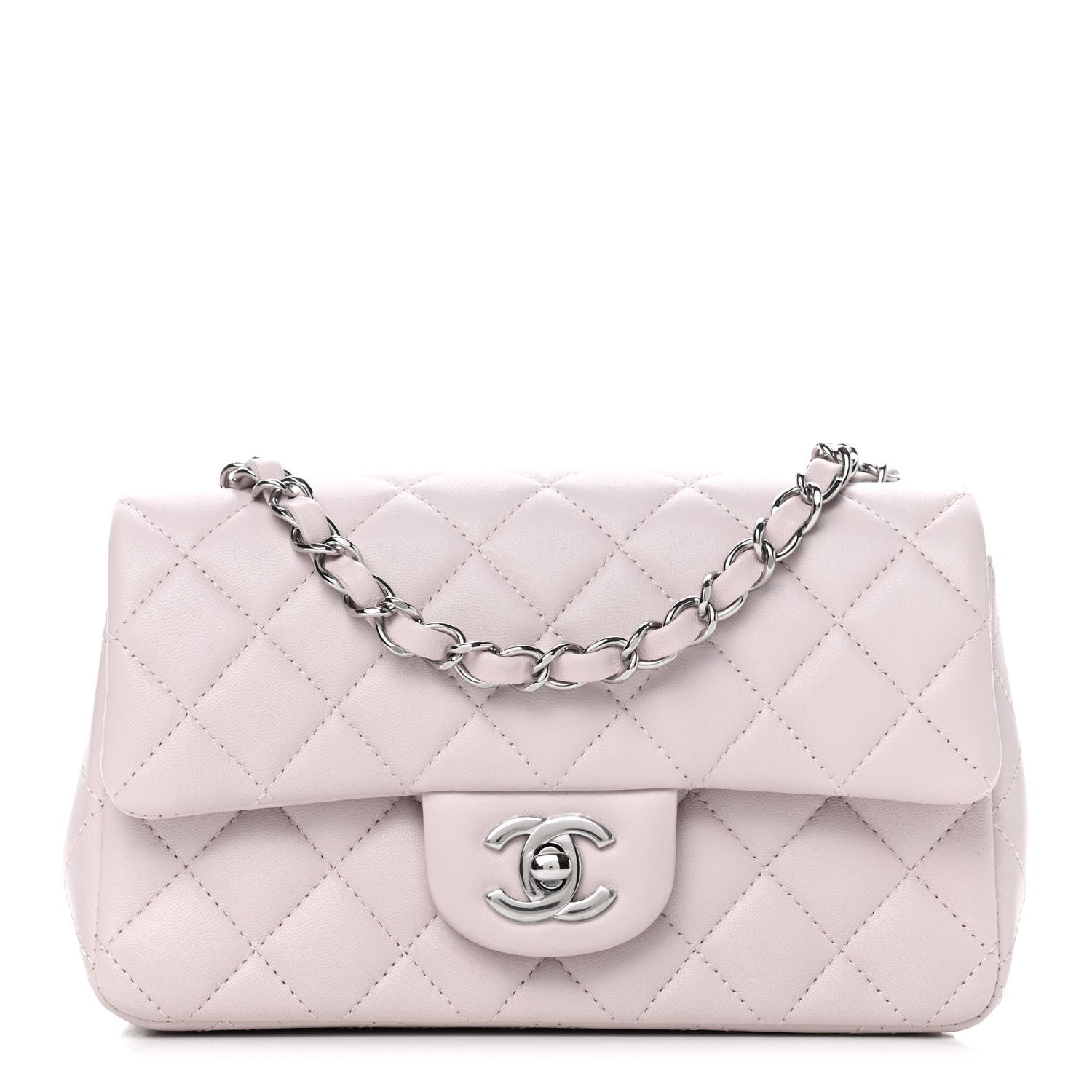 Chanel Lambskin Quilted Mini Rectangular Flap Light Purple 2 of 8