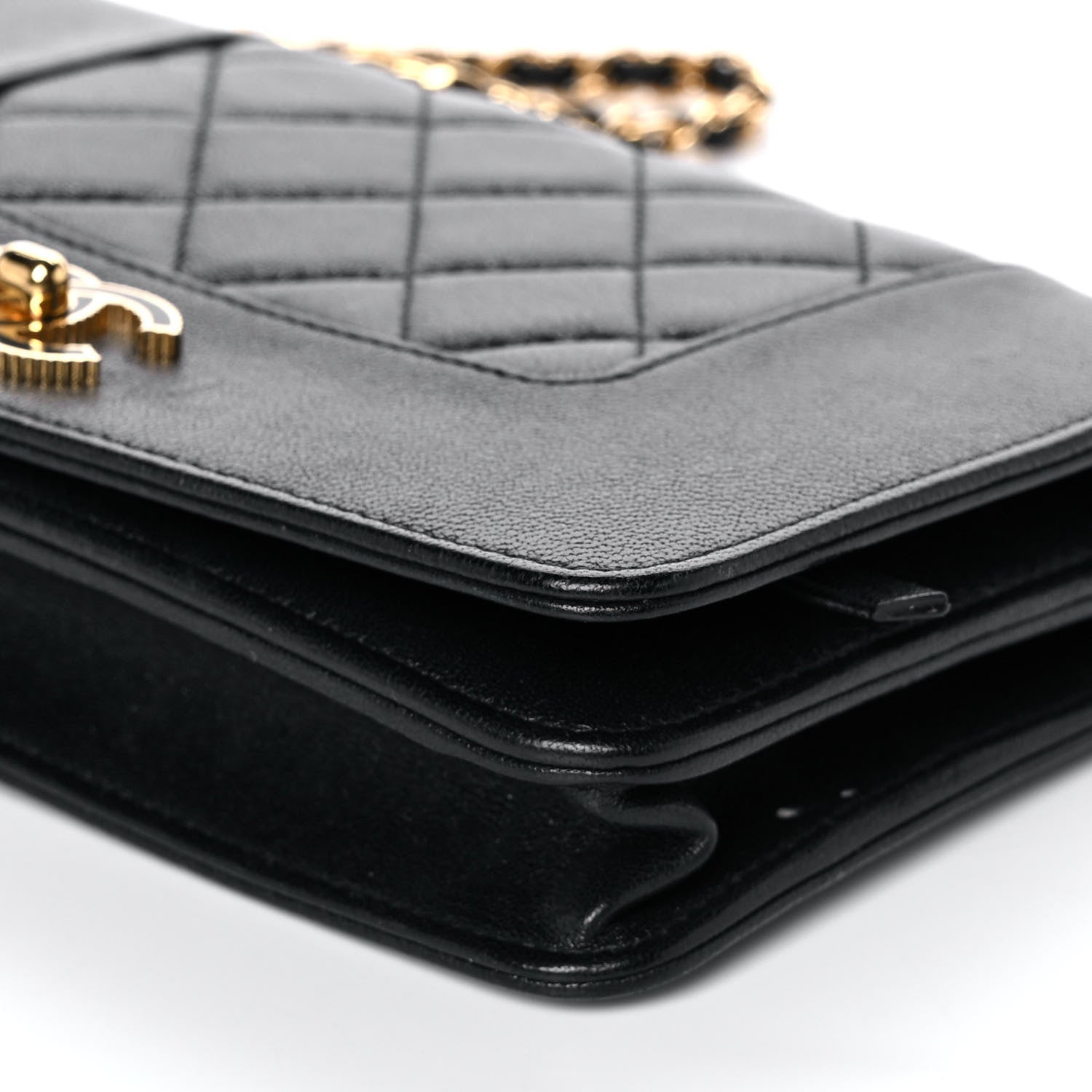 Chanel Sheepskin Quilted Mini Vintage Mademoiselle Wallet On Chain WOC Black 10 of 12