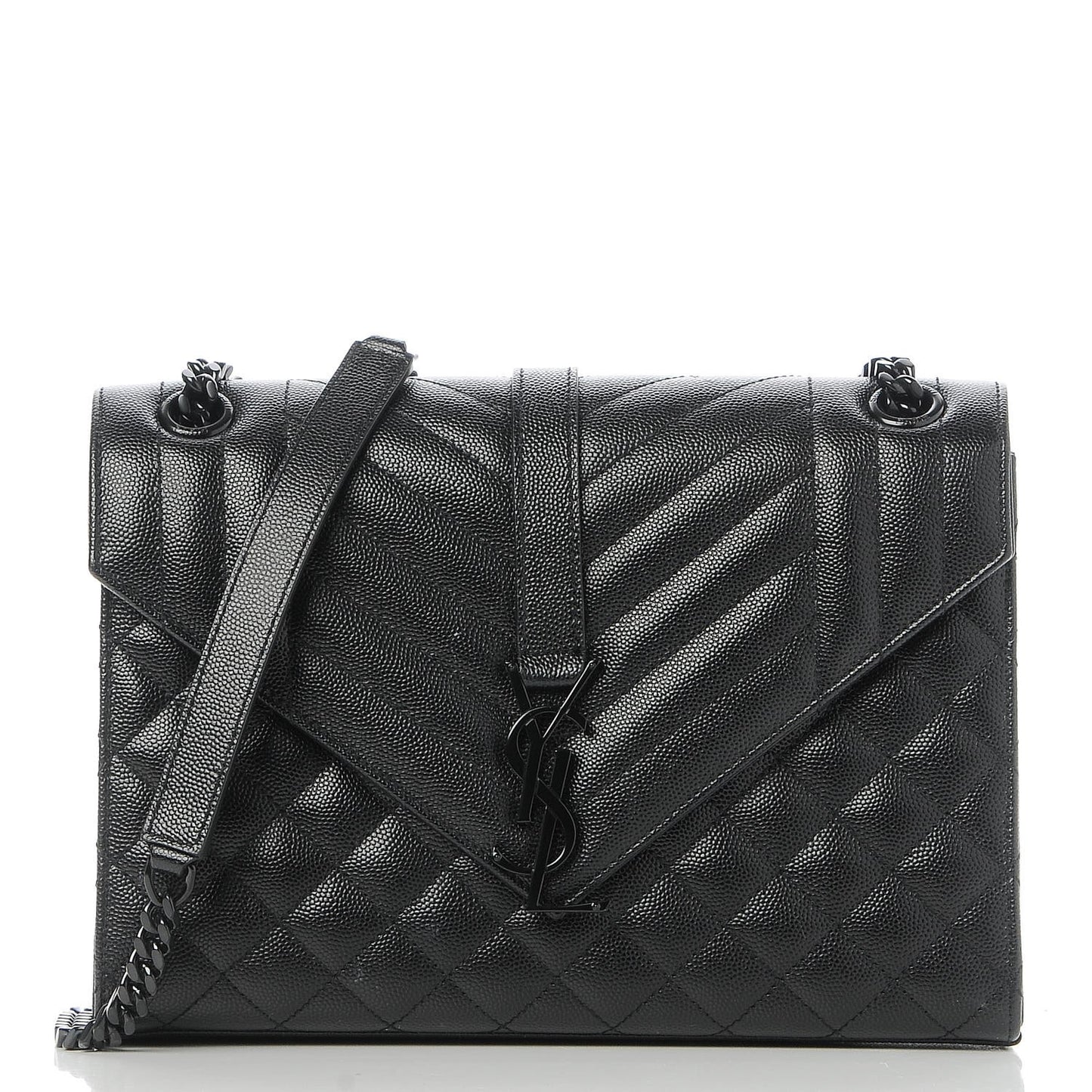 Grain De Poudre Textured Mixed Matelasse Triquilt Medium Monogram Satchel Black