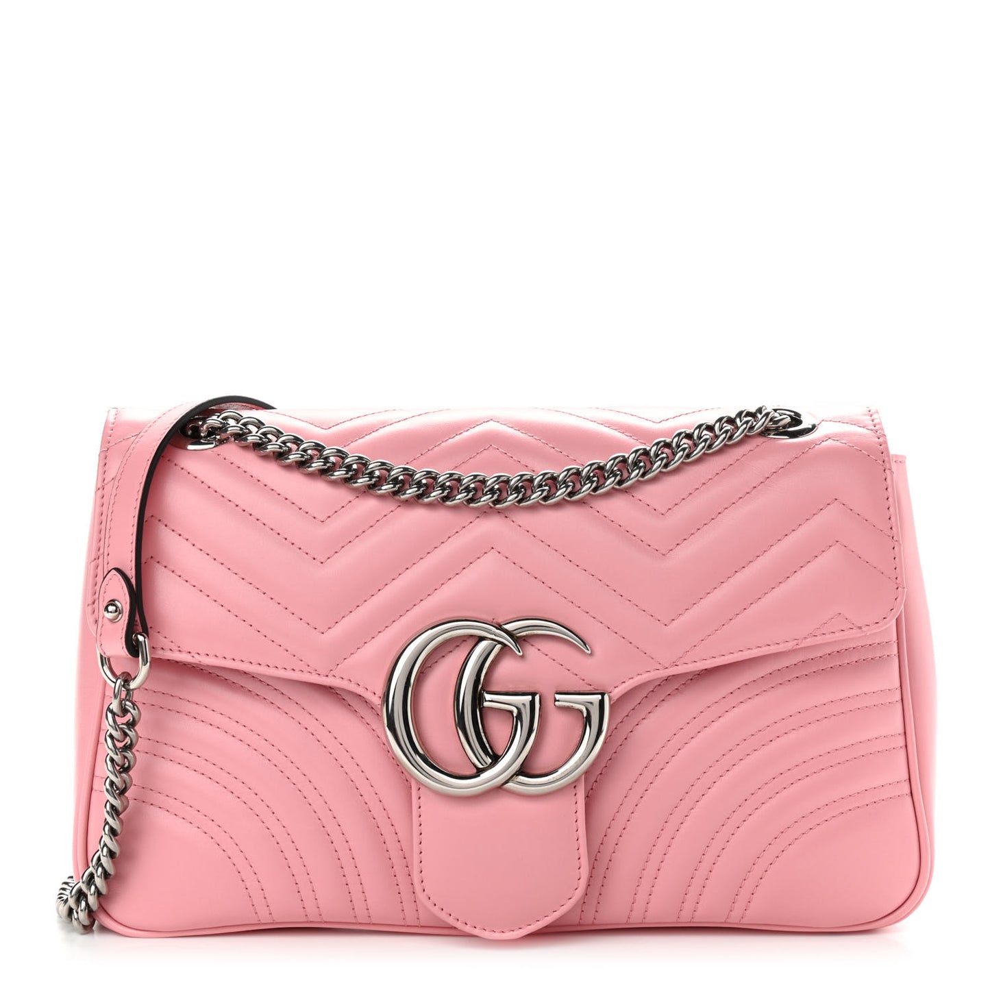 Calfskin Matelasse Medium GG Marmont Shoulder Bag Wild Rose