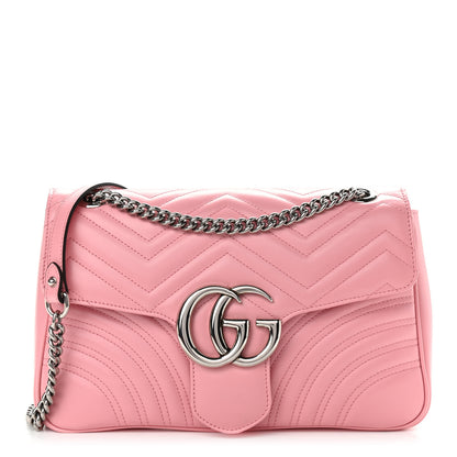 Gucci Calfskin Matelasse Medium GG Marmont Shoulder Bag Wild Rose 1 of 12