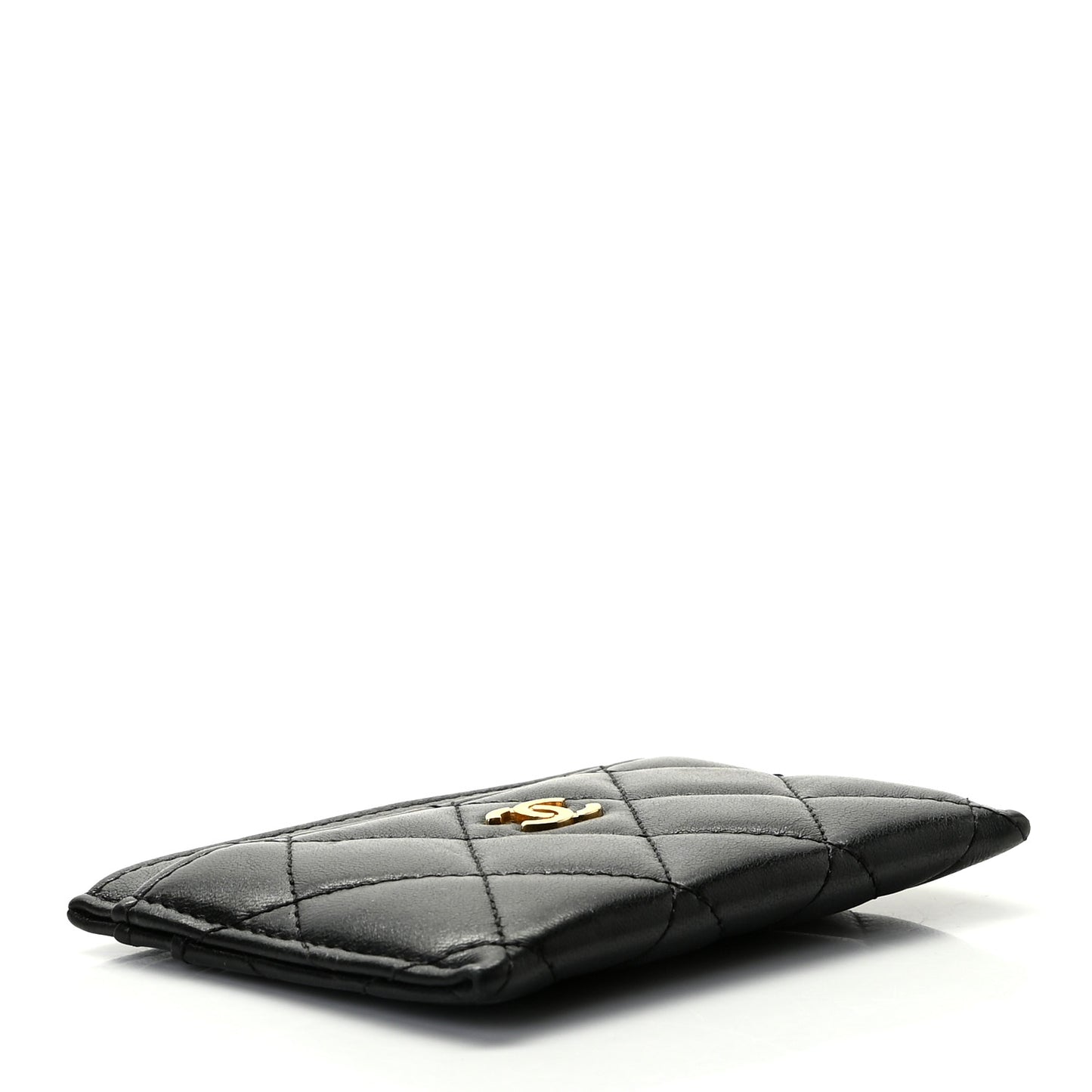 Lambskin Quilted Card Holder Black