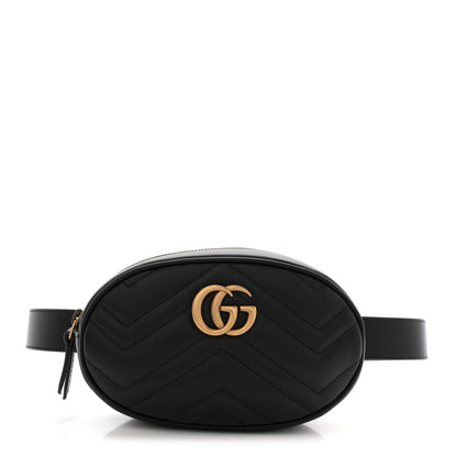 Gucci Calfskin Matelasse GG Marmont Belt Bag 75 30 Black 1 of 10