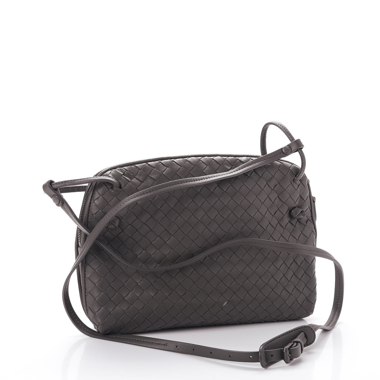 Nappa Intrecciato Pillow Crossbody Messenger Light Grey