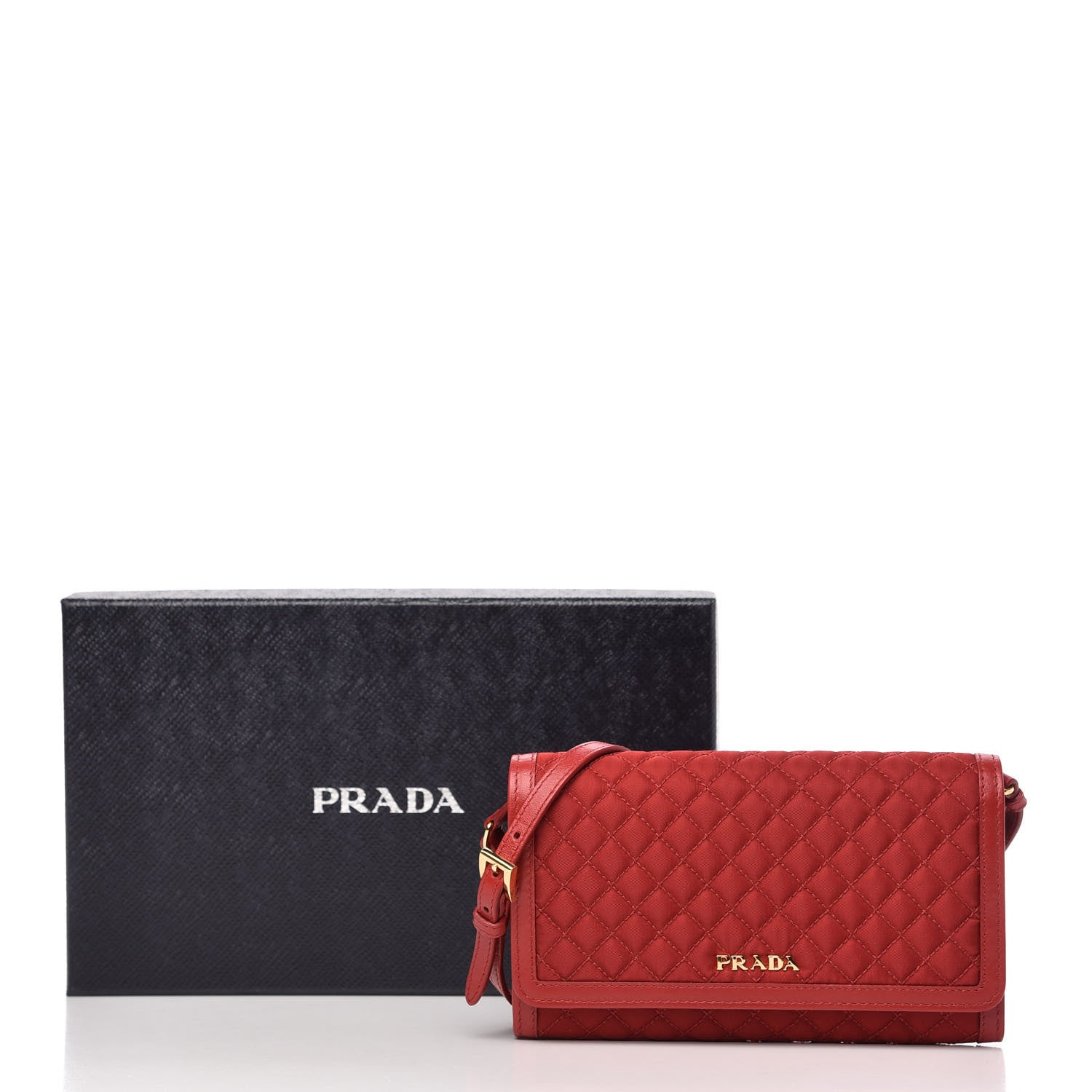 Prada Tessuto Quilted Mini Crossbody Wallet Fuoco 10 of 10
