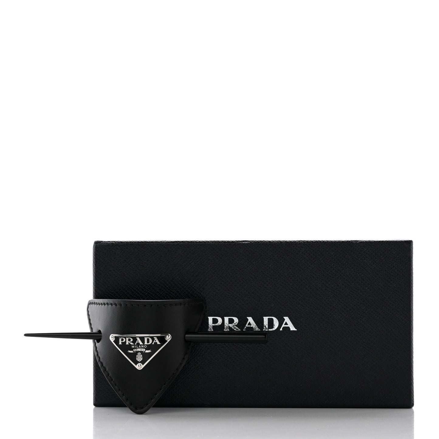City Calfskin Hair Clip Black