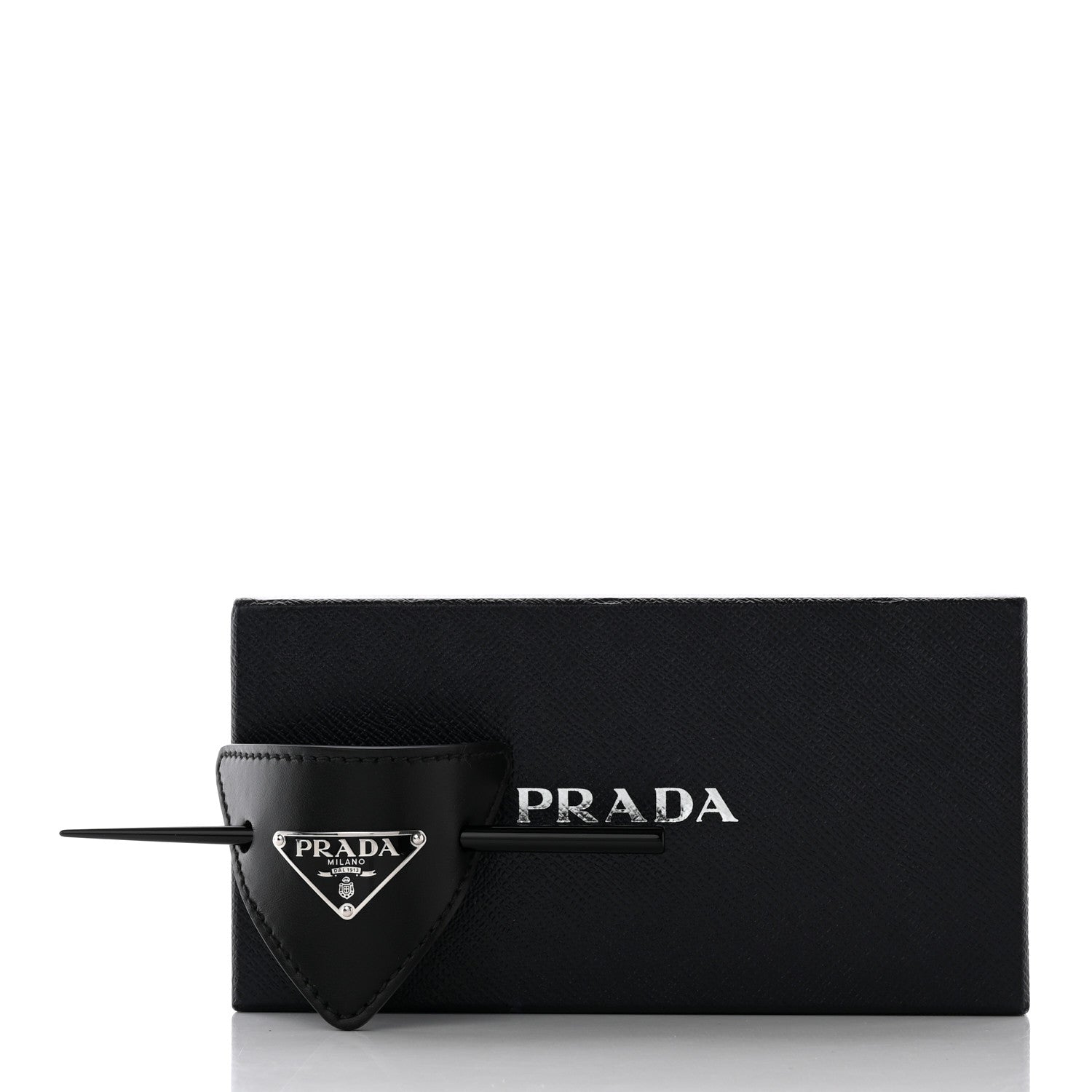 Prada City Calfskin Hair Clip Black 4 of 4