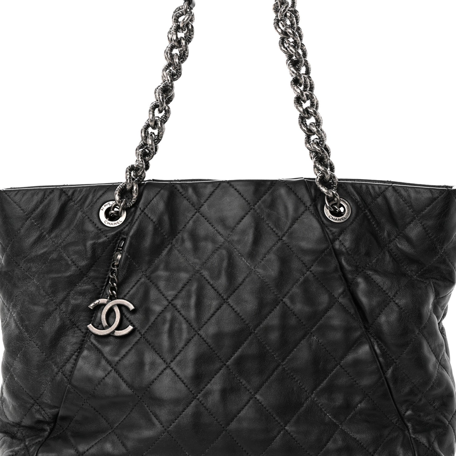 Chanel Calfskin Quilted Large Coco Pleats Tote Black 8 of 34