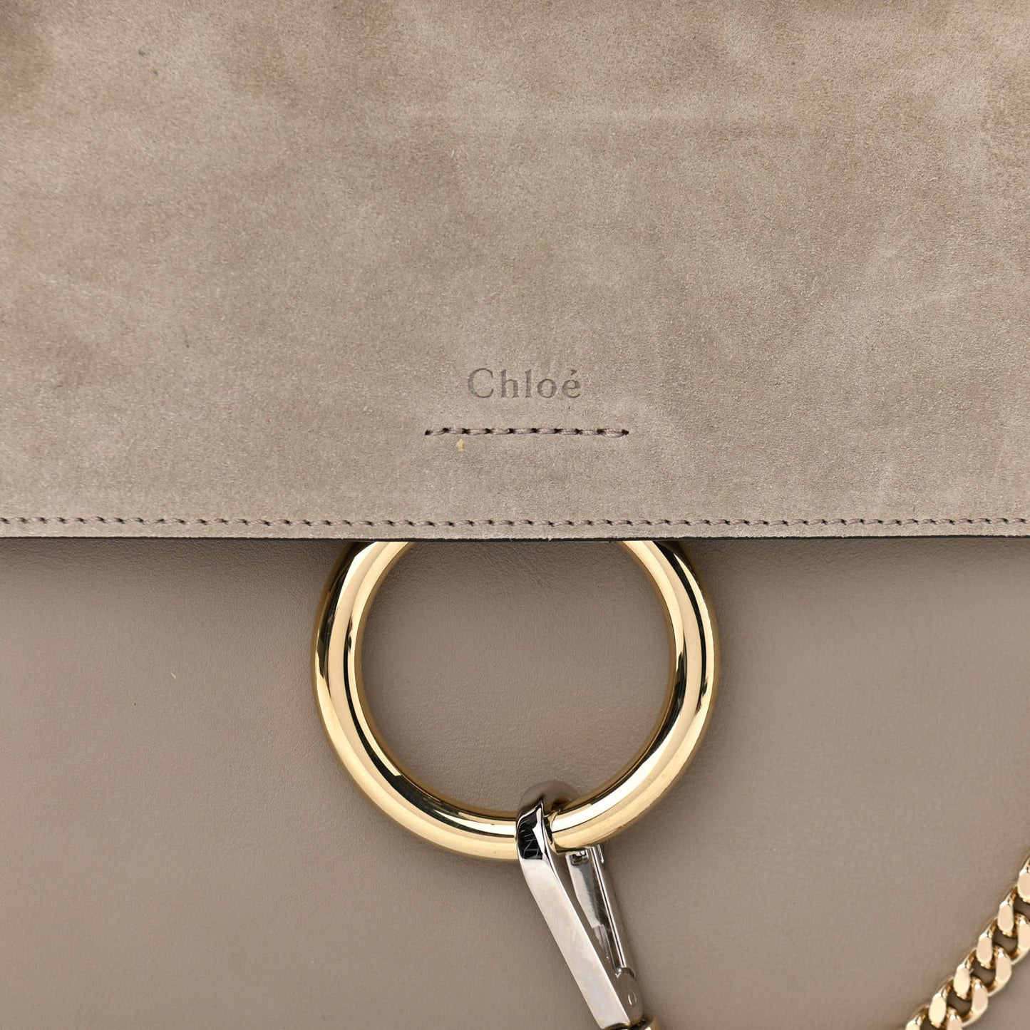 Suede Calfskin Small Faye Top Handle Bag Motty Grey