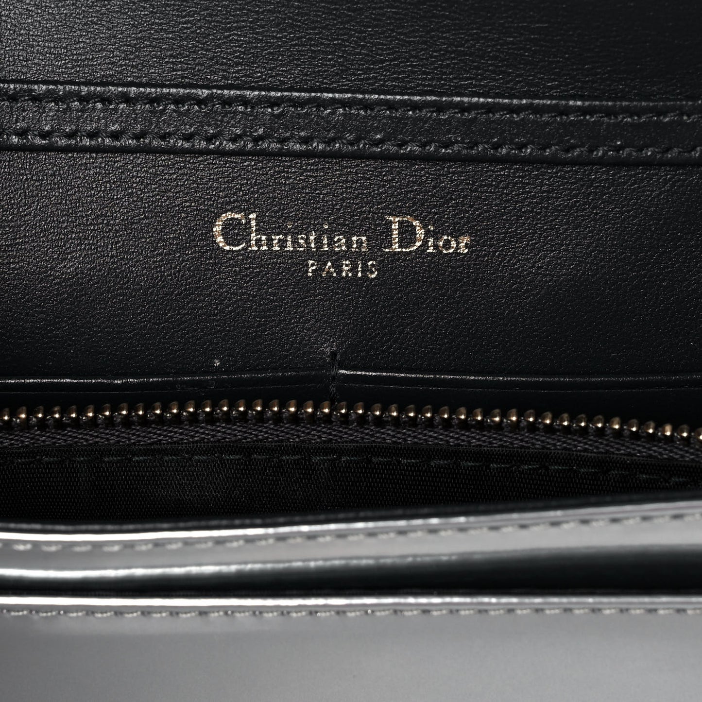 Metallic Patent Micro-Cannage Diorama Wallet on Chain Pouch Silver