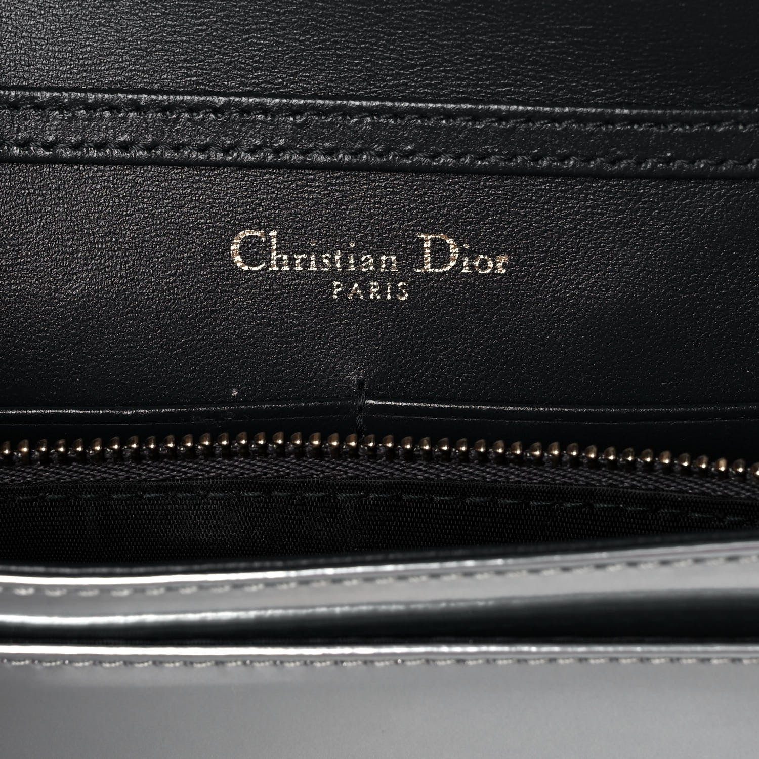Christian Dior Metallic Patent Micro-Cannage Diorama Wallet on Chain Pouch Silver 6 of 11