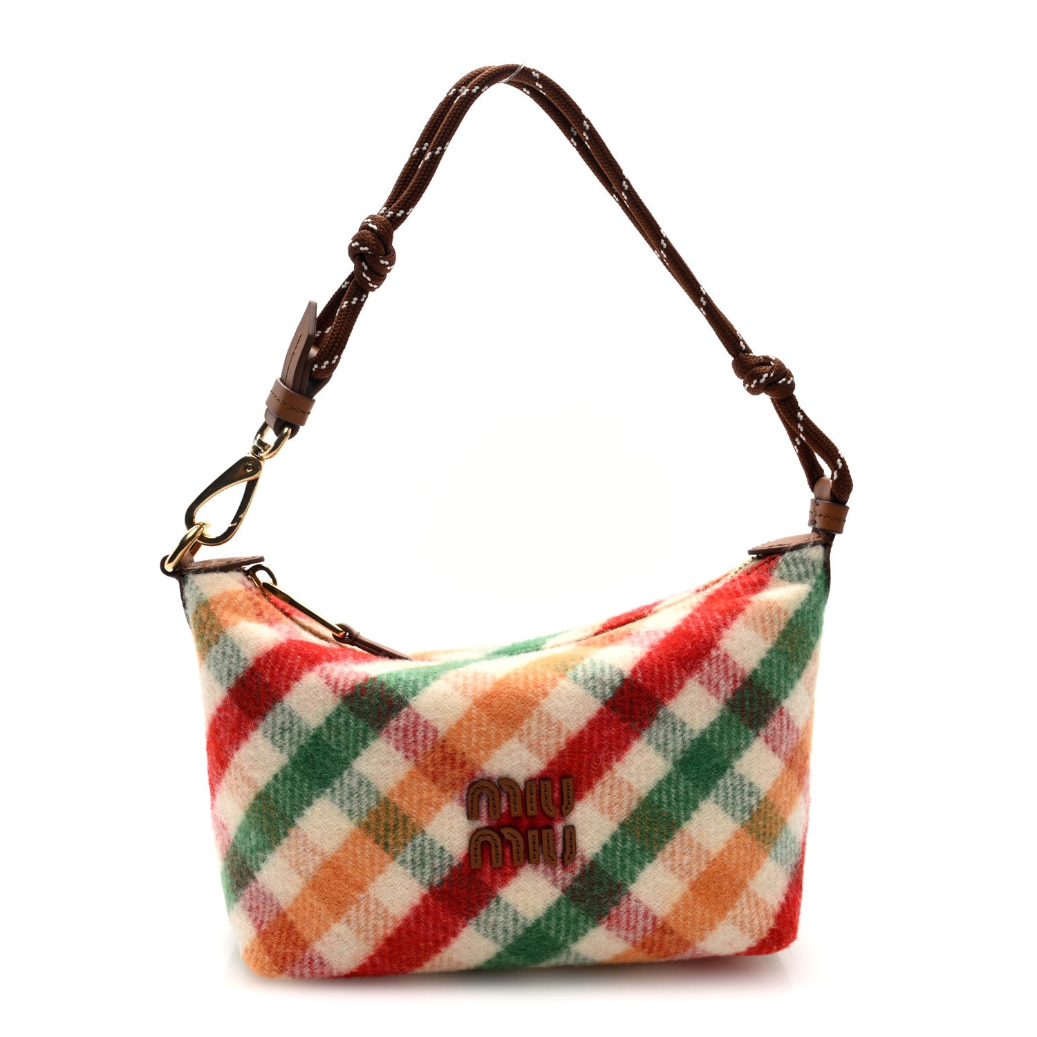 Miu Miu Tartan Matelasse Plaid Hand Bag Rosso Verde 1 of 9