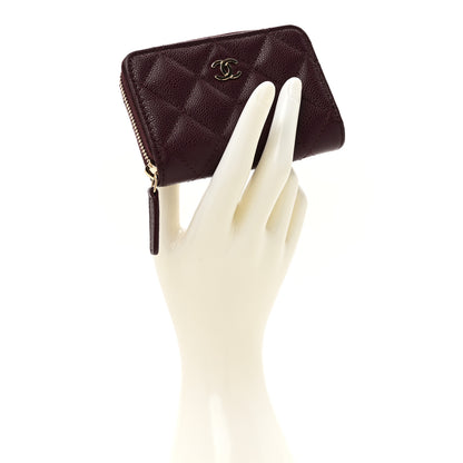 Chanel Caviar Quilted Zip Around Coin Purse Dark Burgundy 2 of 7
