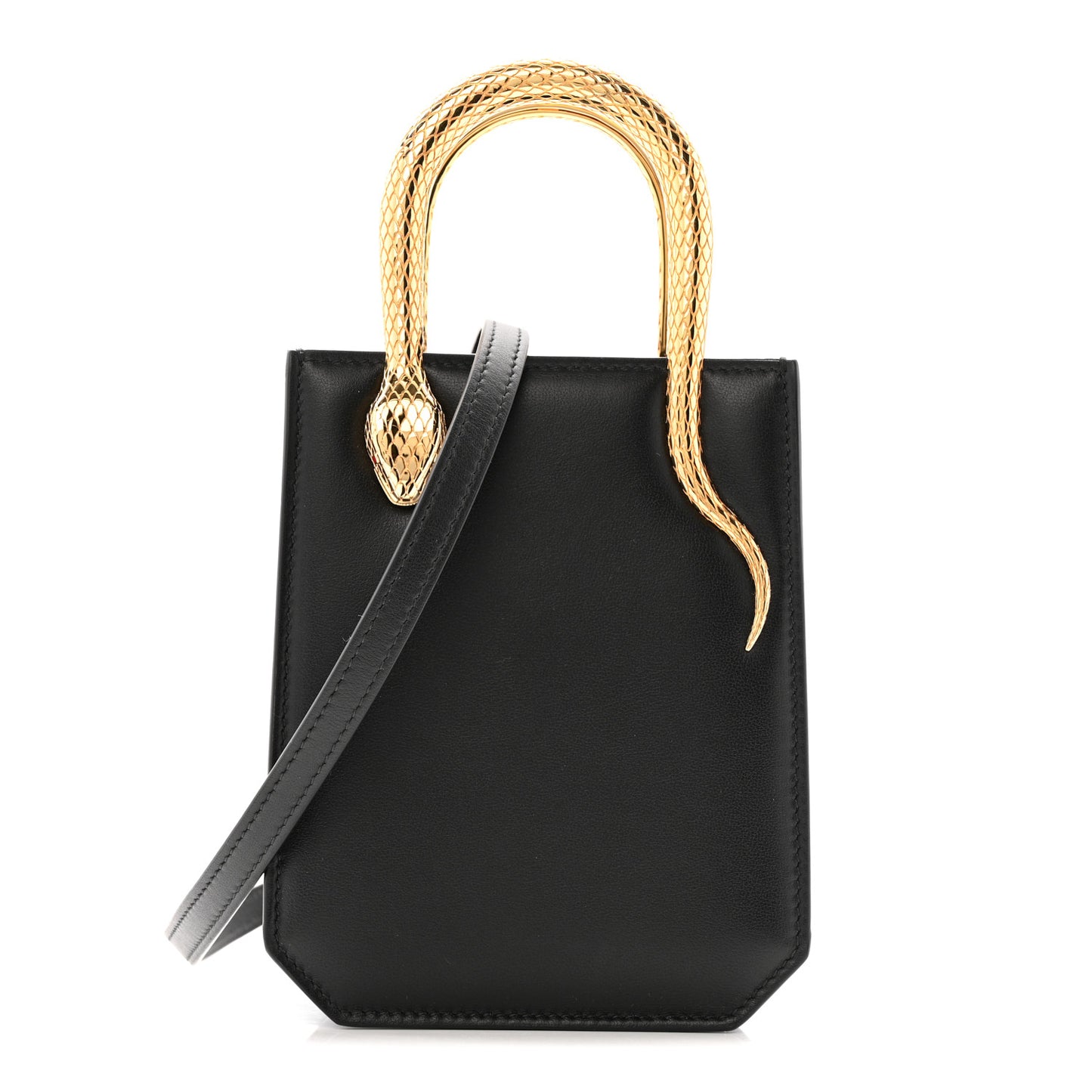 Calfskin Mini Serpentine Tote Black