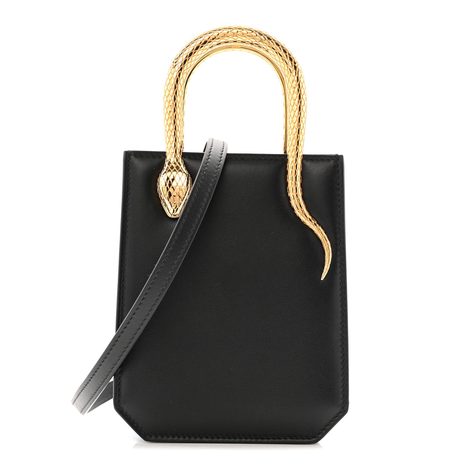 Bulgari Calfskin Mini Serpentine Tote Black 1 of 10